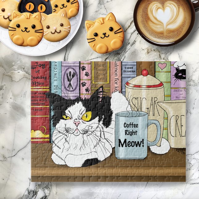 Kitchen Coffee Tuxedo Cat Jigsaw Puzzle (Creator Uploaded)