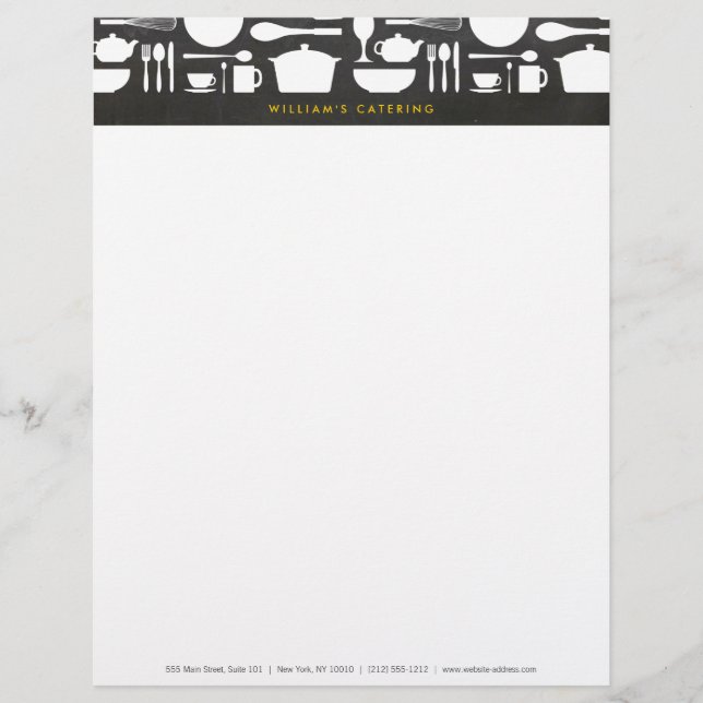 Kitchen Collage on Chalkboard Background Letterhead Template (Front)