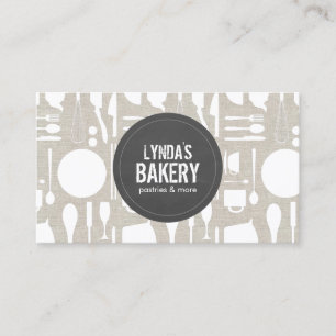 Kitchen Collage on Tan with Grey Logo Business Card