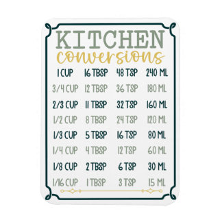 Kitchen Conversion Chart Flexible Magnet