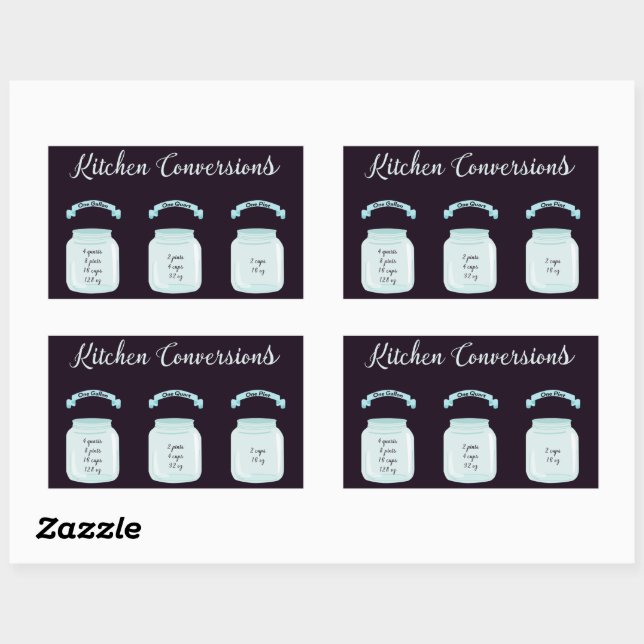 Kitchen Conversions Recipe Measurement Postcard Rectangular Sticker (Sheet)
