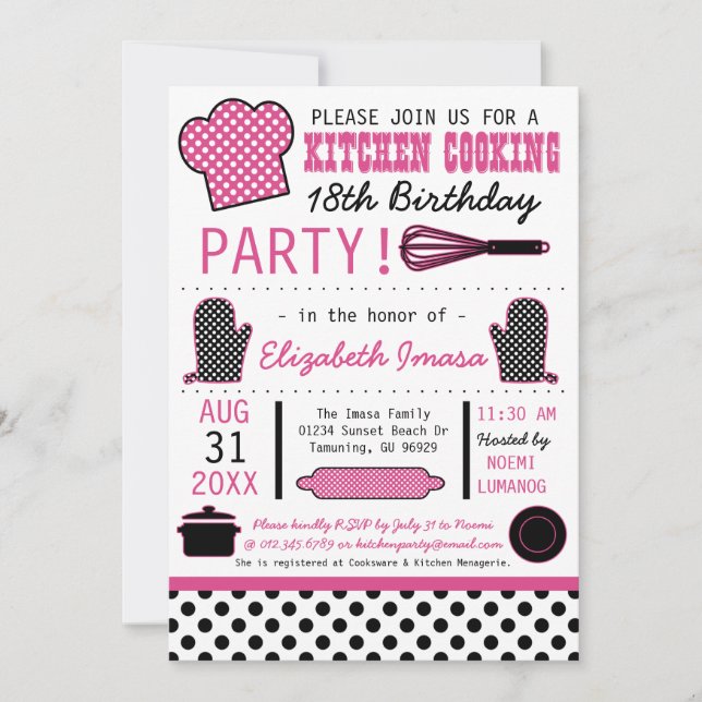 Kitchen Cooking Birthday Party Invitation (Front)