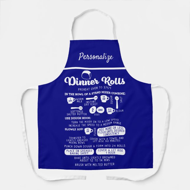 Kitchen Cooking Dinner Rolls Recipe Blue Baking Apron (Front)