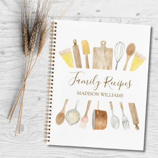 Kitchen Cooking Utensils Family Recipe Cookbook Notebook