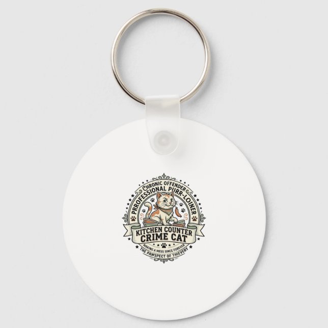 Kitchen Counter Crime Cat Kitchen Counter Crime Ca Key Ring (Front)
