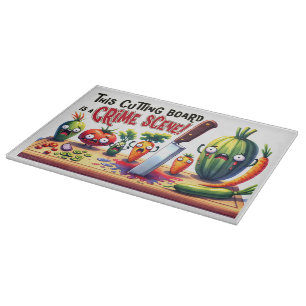Kitchen Crime Scene Chopped Vegetables Cutting Board