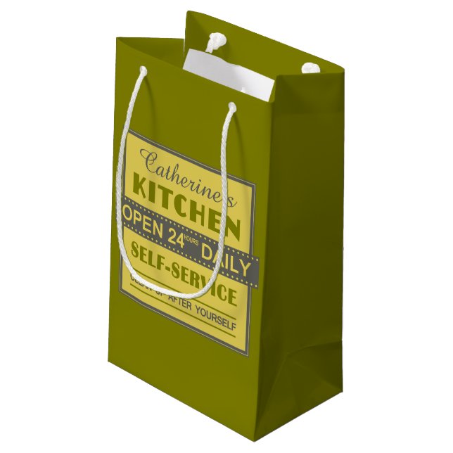 Kitchen – custom name – gift bags (Back Angled)