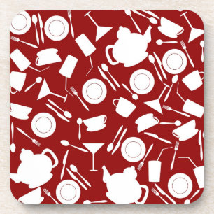 Kitchen Elements Pattern Coaster