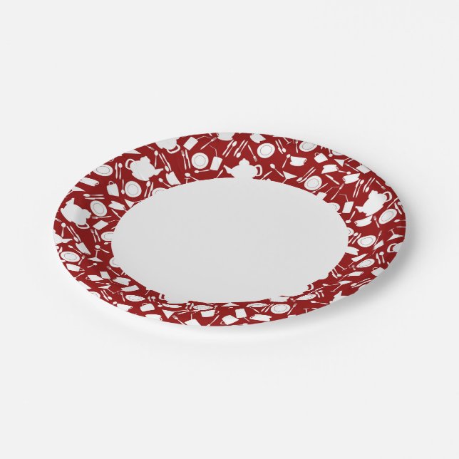 Kitchen Elements Pattern Paper Plate (Angled)