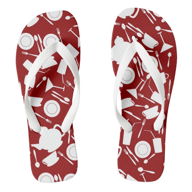 Kitchen Elements Pattern Thongs (Footbed)