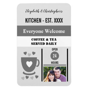 Kitchen est year coffee tea grey photo magnet