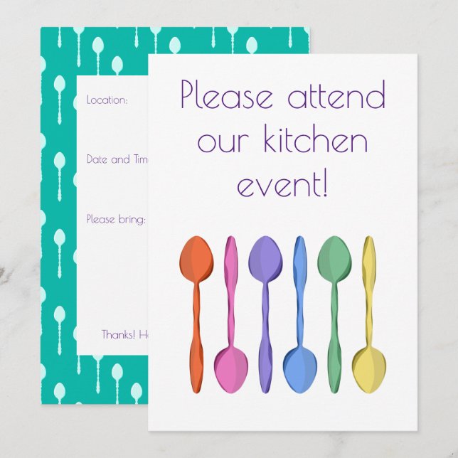 Kitchen Event Spoons Invitation (Front/Back)