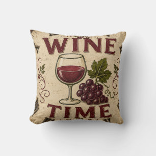 Kitchen Farmhouse Decor Wine Time Cushion