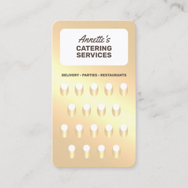 Kitchen faux food grater gold business card (Front)