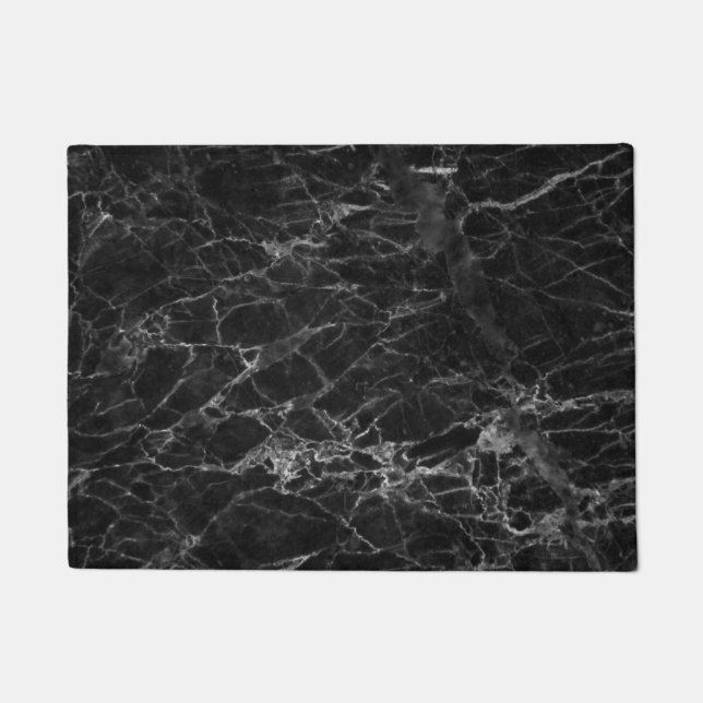 Kitchen Floor Mat - Black and White Marble (Front)