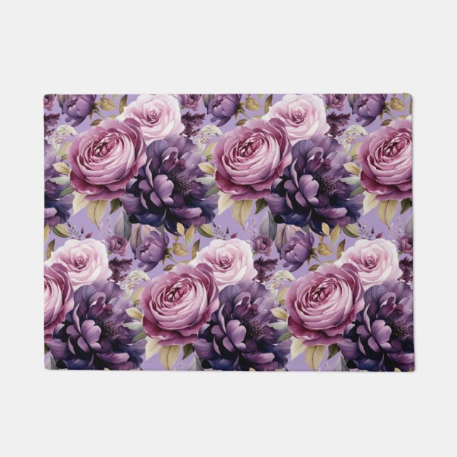 Kitchen Floor Mat - Purple Peonies (Front)