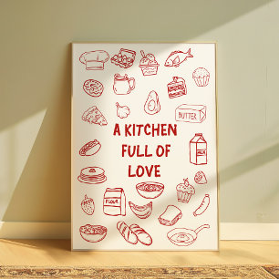 Kitchen Full of Love Farmhouse Kitchen Poster