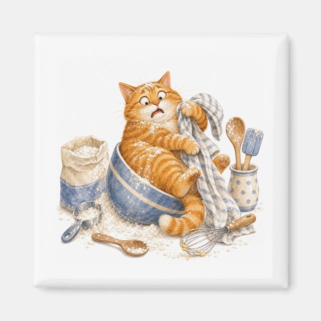 Kitchen Funny Cat Magnet   (Front)