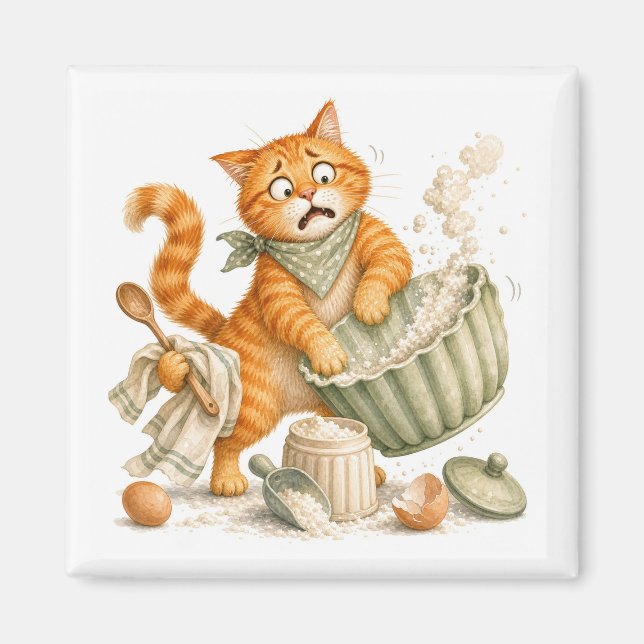 Kitchen Funny Cat Magnet   (Front)