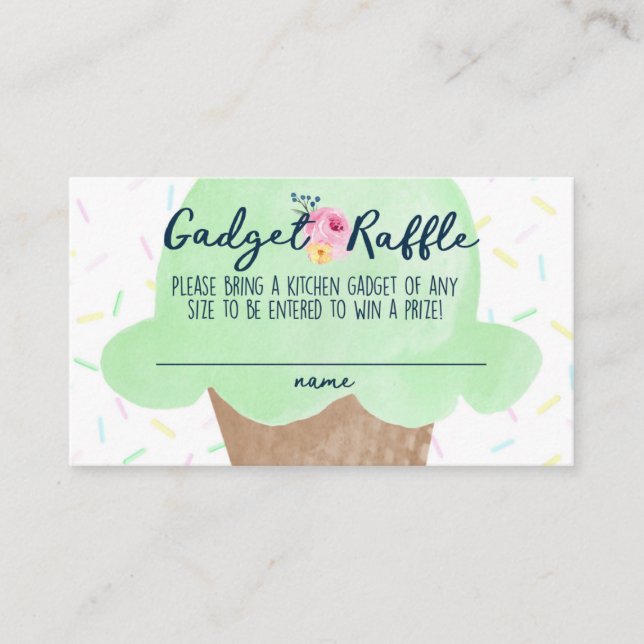 Kitchen Gadget Raffle Bridal Shower Insert Cards (Front)