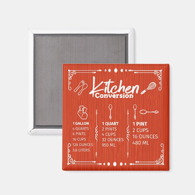 KITCHEN GALLONS TO PINT CONVERSION CHART MAGNET (Front/Back)