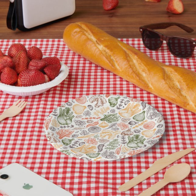 Kitchen Garden Vegetable Pattern Paper Plate (Picnic)