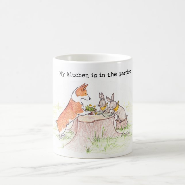 Kitchen Gardener - Corgi and Bunnies Coffee Mug (Center)