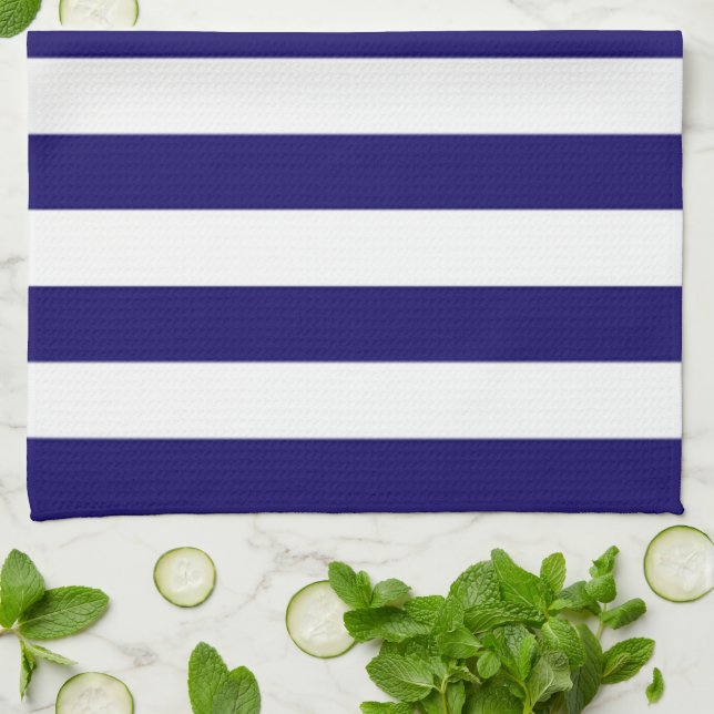 Kitchen Hand Towel/Blue and White Stripes Tea Towel (Folded)