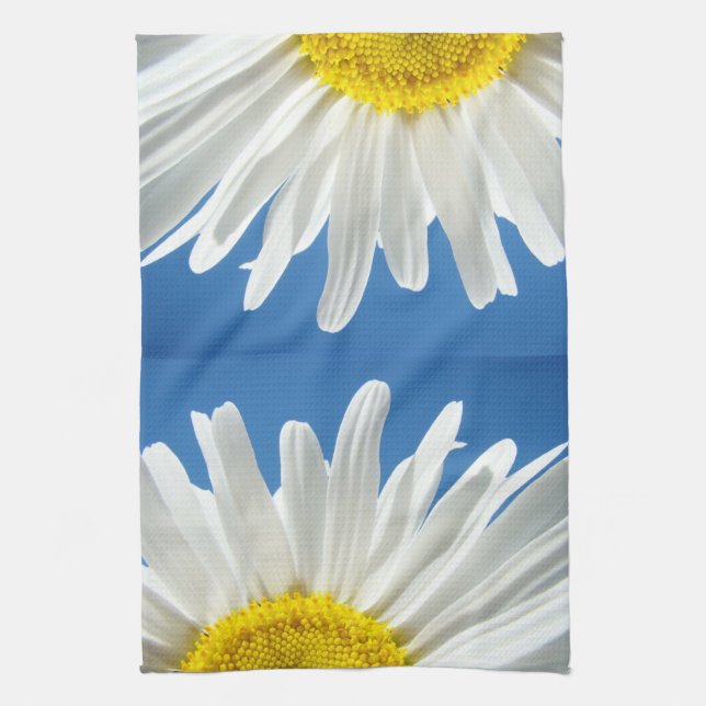 Kitchen Hand Towels Blue Sky Daisy Flowers (Vertical)