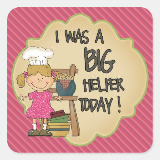 Kitchen Helper Reward Sticker Pink Stripes