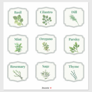 Kitchen Herb Jar Labels Sticker Sheet