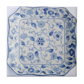Kitchen hot plate in blue and white ceramic tile