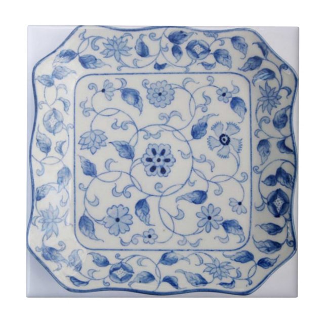 Kitchen hot plate in blue and white ceramic tile (Front)