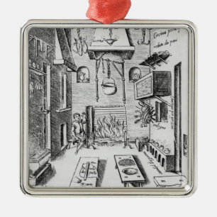 Kitchen interior metal tree decoration