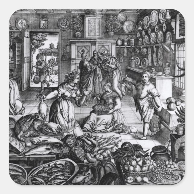 Kitchen Interior Square Sticker (Front)
