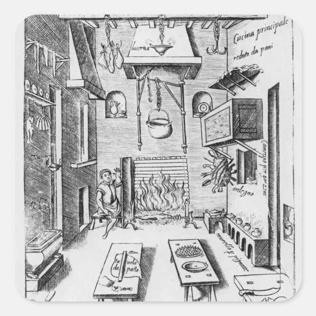 Kitchen interior square sticker (Front)