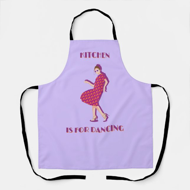 Kitchen is for Dancing Purple Apron (Front)