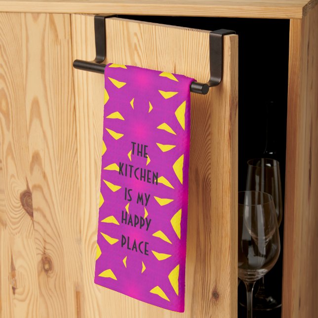 Kitchen Is My Happy Place 90s Retro Tea Towel (Thirds Fold)