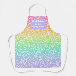 Kitchen is My Happy Place Doodles Rainbow Apron