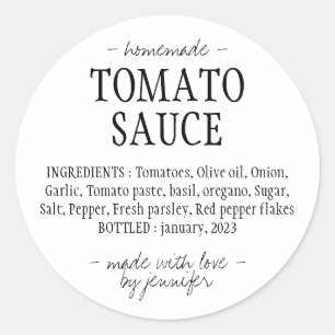 Kitchen Jar Homemade Tomato Sauce Ingredients Classic Round Sticker