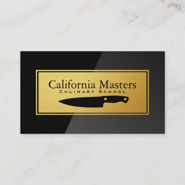 Kitchen Knife | Black Gloss | Gold Metal Business Card (Front)