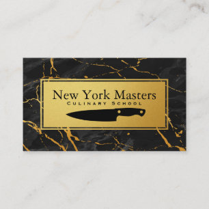 Kitchen Knife Black Marble Gold Metal Business Card