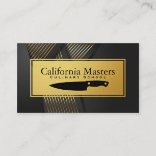 Kitchen Knife Black Ribbons Gold Stripes Business Card