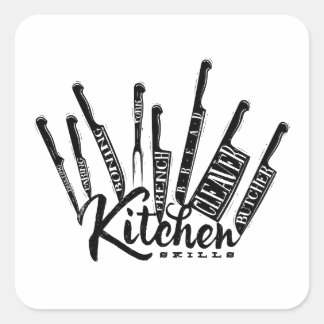 Kitchen Knives Square Sticker