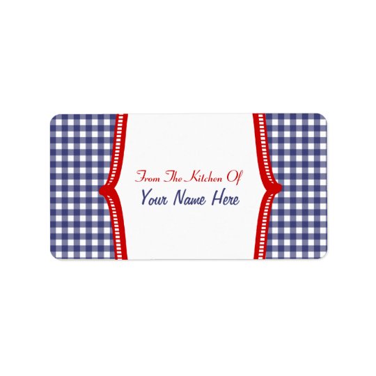 Kitchen Label- "From The Kitchen Of" Blue Gingham Address Label