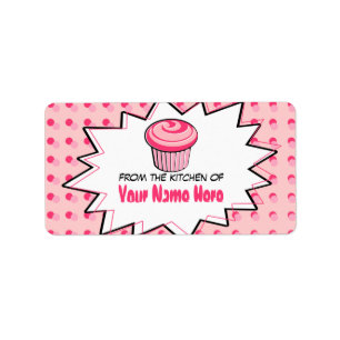 Kitchen Labels - Pop Art - Pink Cupcake