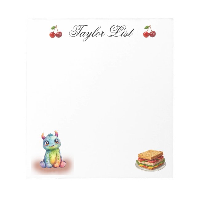 Kitchen Little Monster’s Grocery Shopping List  Notepad (Front)