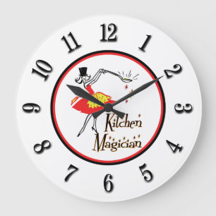 Kitchen Magician Black Retro Numbers Clock
