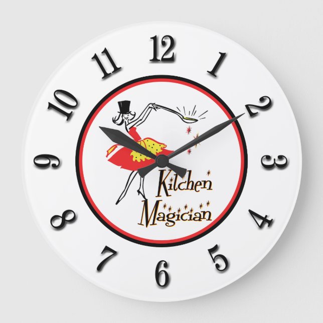 Kitchen Magician Black Retro Numbers Clock (Front)