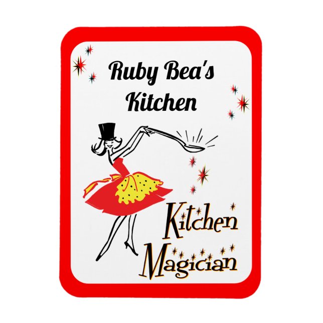 Kitchen Magician Custom Retro Fridge Magnet (Vertical)